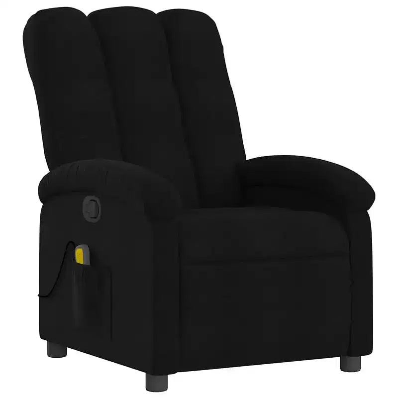 vidaXL Massage Recliner Chair Black Fabric, Metal, Engineered Wood - Black Manual Push Back With Massage