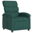 vidaXL Dark Green Fabric Recliner Chair-Adjustable Lounge Seating for Elderly, Thick Padding, Side Pocket, Wood & Metal Frame, Manual Recline