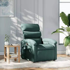 vidaXL Fauteuil inclinable en tissu vert foncé-Siège de salon réglable pour personnes âgées, rembourrage épais, poches latérales, cadre en bois et métal, inclinaison manuelle
