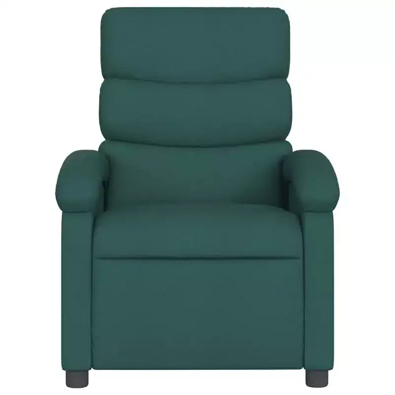 vidaXL Fauteuil inclinable en tissu vert foncé-Siège de salon réglable pour personnes âgées, rembourrage épais, poches latérales, cadre en bois et métal, inclinaison manuelle