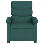vidaXL Fauteuil inclinable en tissu vert foncé-Siège de salon réglable pour personnes âgées, rembourrage épais, poches latérales, cadre en bois et métal, inclinaison manuelle