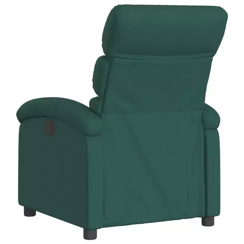 vidaXL Fauteuil inclinable en tissu vert foncé-Siège de salon réglable pour personnes âgées, rembourrage épais, poches latérales, cadre en bois et métal, inclinaison manuelle