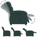 vidaXL Fauteuil inclinable en tissu vert foncé-Siège de salon réglable pour personnes âgées, rembourrage épais, poches latérales, cadre en bois et métal, inclinaison manuelle