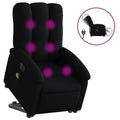 vidaXL Electric Stand up Massage Recliner - Black Fabric Power Lift Armchair with Vibration, Adjustable Footrest/Backrest