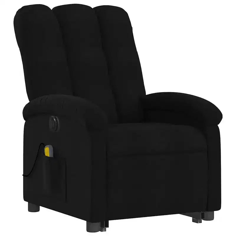 vidaXL Poltrona Relax Elettrica Massaggiante Alzapersone - Tessuto Nero con Vibrazione, Poggiapiedi/Schienale Regolabili