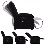 vidaXL Fauteuil inclinable de massage électrique - Fauteuil releveur en tissu noir avec vibration, repose-pieds/dossier réglables