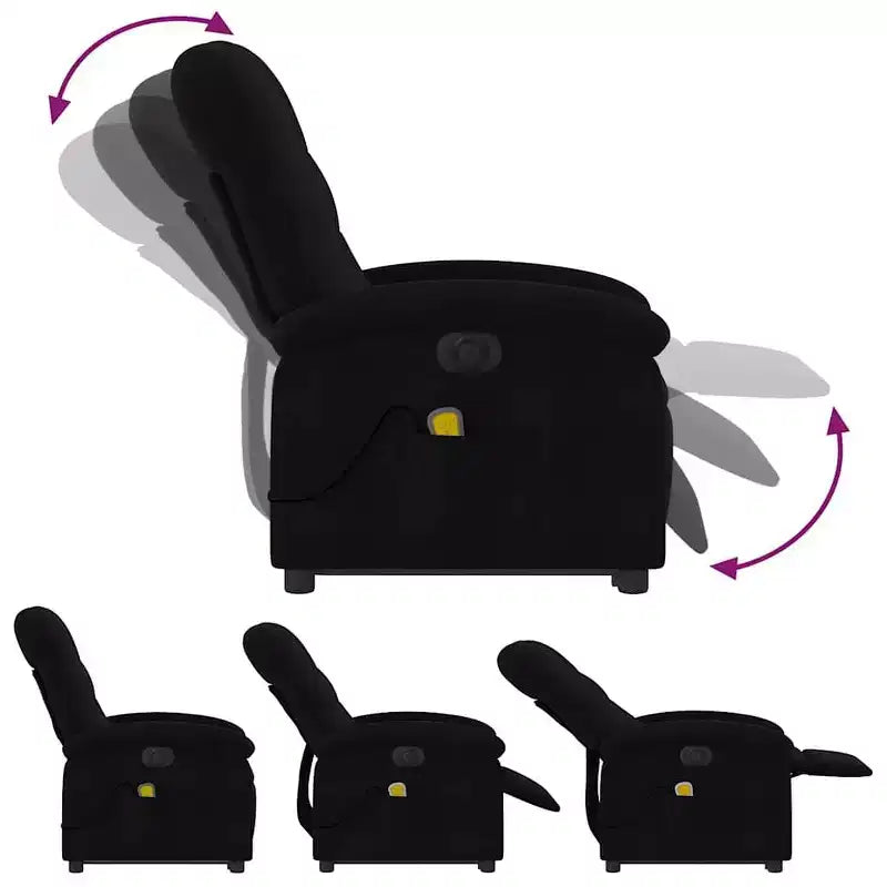 vidaXL Fauteuil inclinable de massage électrique - Fauteuil releveur en tissu noir avec vibration, repose-pieds/dossier réglables