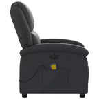 vidaXL Poltrona Reclinabile Massaggiante Elettrica - Poltrona con Schienale Alto in Vera Pelle Nera con Funzione Vibrazione per Soggiorno