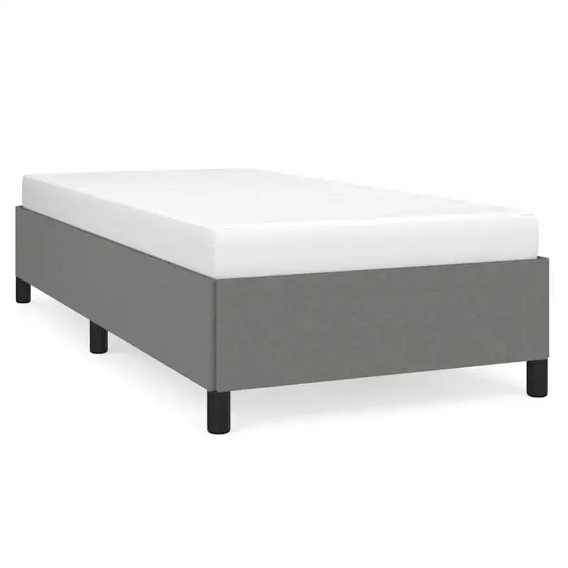 vidaXL Twin Bed Frame, Fabric Upholstered Platform Bed Frame, Dark Gray, No Mattress