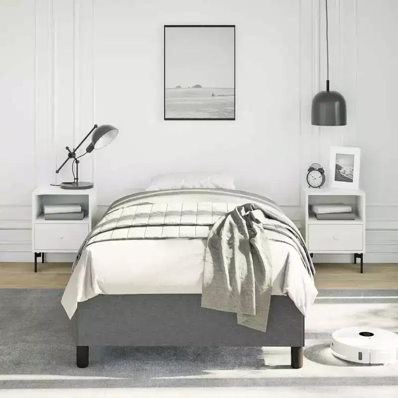 vidaXL Struttura Letto Singolo, Struttura Letto a Piattaforma Rivestita in Tessuto, Grigio Scuro, Materasso Escluso