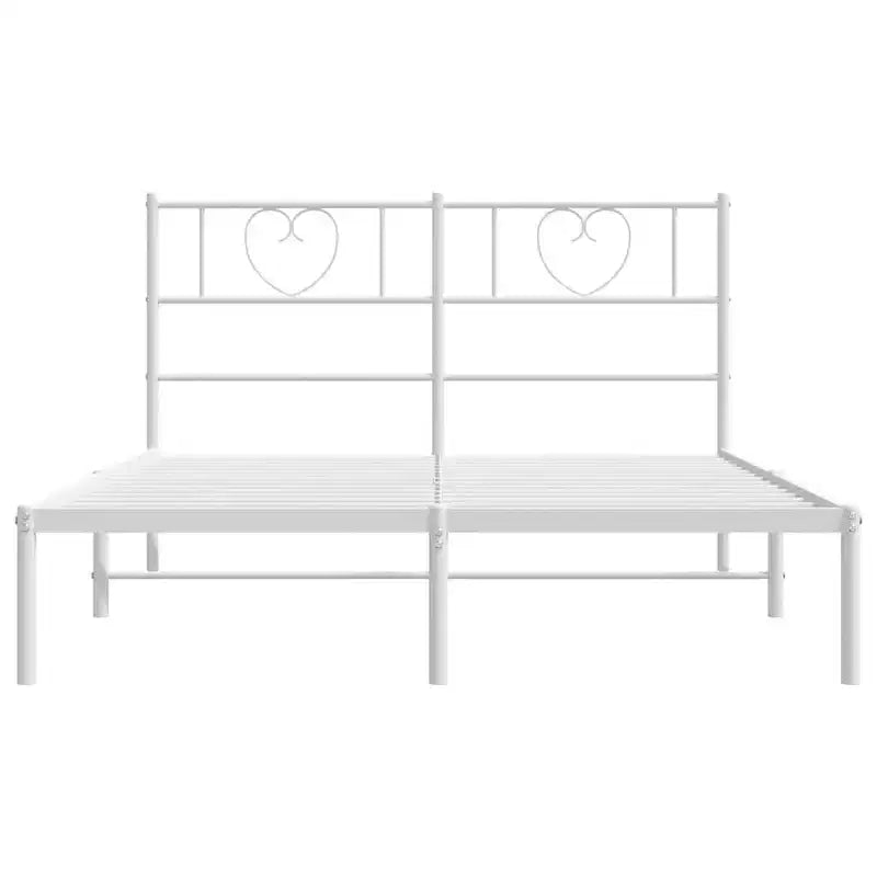vidaXL Struttura Letto Matrimoniale in Metallo con Testiera, Acciaio Robusto, Bianco, Senza Materasso