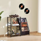 Supporto per giradischi VEVOR con stazione di ricarica e porte USB, capacità fino a 200 album, supporto per giradischi a 3 livelli con porta dischi in vinile, nero