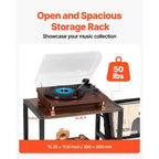 Supporto per giradischi VEVOR con stazione di ricarica e porte USB, capacità fino a 200 album, supporto per giradischi a 3 livelli con porta dischi in vinile, nero