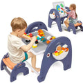 4-in-1 Kids Activity Table Set, Building Block Table with Magenetic Whiteboard, 66pcs Large Bricks and 2 Storage Boxes