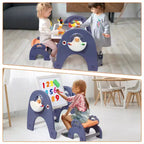 Set Tavolo Attività 4-in-1 per Bambini, Tavolo per Costruzioni con Lavagna Magnetica, 66 Grandi Blocchi e 2 Contenitori