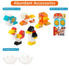 Set Tavolo Attività 4-in-1 per Bambini, Tavolo per Costruzioni con Lavagna Magnetica, 66 Grandi Blocchi e 2 Contenitori