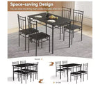 Dyonery Set tavolo da pranzo 4 persone, set tavolo da pranzo sagomato, 4 sedie, set tavolo da pranzo salvaspazio, adatto per piccoli spazi