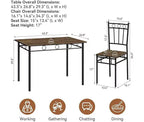 Dyonery Set tavolo da pranzo 4 persone, set tavolo da pranzo sagomato, 4 sedie, set tavolo da pranzo salvaspazio, adatto per piccoli spazi