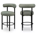 Meridian Furniture,Bordeaux Green Vegan Leather Counter Stool, Set of 2