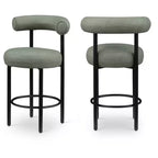 Meridian Furniture,Bordeaux Green Vegan Leather Counter Stool, Set of 2