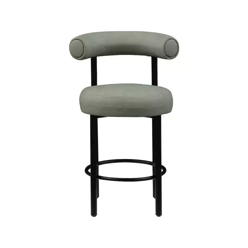 Meridian Furniture, Sgabello da bancone Bordeaux in pelle vegana verde, Set di 2