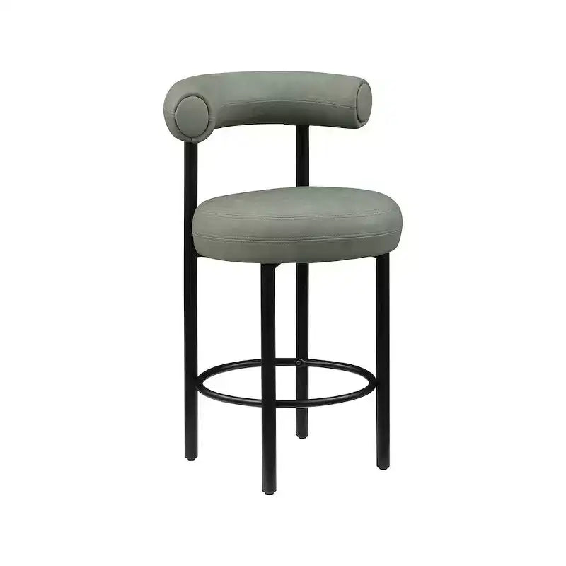 Meridian Furniture, Sgabello da bancone Bordeaux in pelle vegana verde, Set di 2
