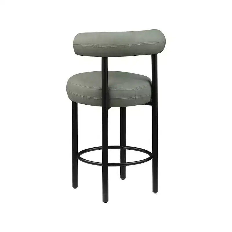 Meridian Furniture, Sgabello da bancone Bordeaux in pelle vegana verde, Set di 2