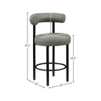 Meridian Furniture, Sgabello da bancone Bordeaux in pelle vegana verde, Set di 2