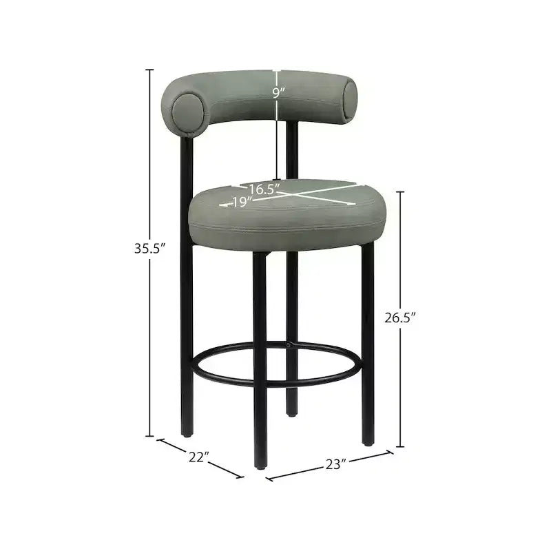 Meridian Furniture, Sgabello da bancone Bordeaux in pelle vegana verde, Set di 2