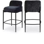 Meridian Furniture,Burton Black Chenille Fabric Stool, Set of 2