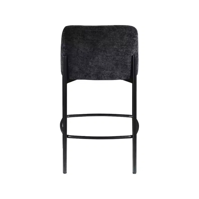 Meridian Furniture, Sgabello Burton in tessuto ciniglia nero, set da 2