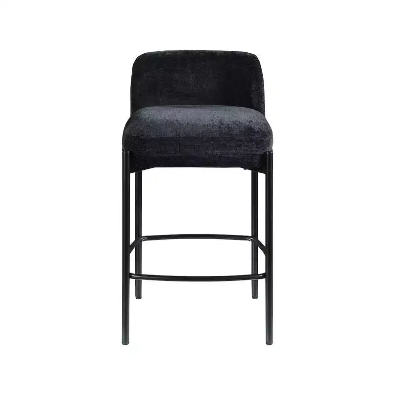 Meridian Furniture, Sgabello Burton in tessuto ciniglia nero, set da 2