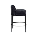 Meridian Furniture, Sgabello Burton in tessuto ciniglia nero, set da 2