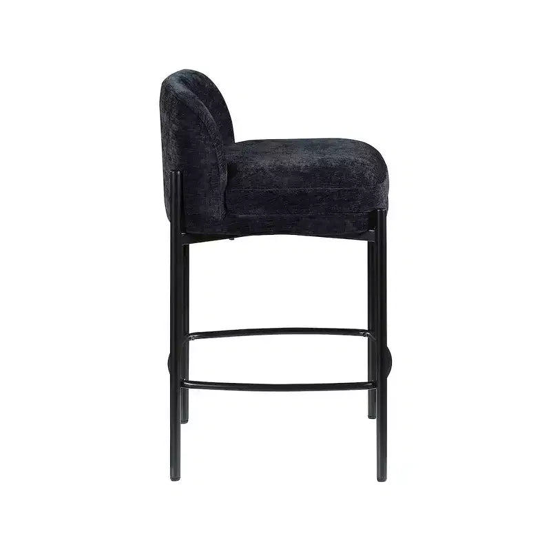 Meridian Furniture, Sgabello Burton in tessuto ciniglia nero, set da 2