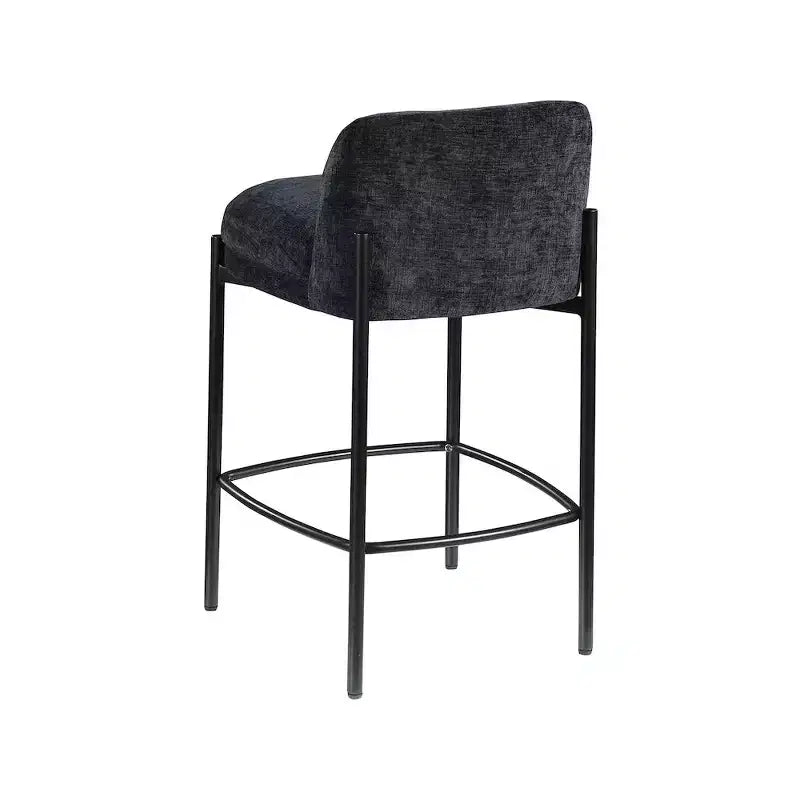 Meridian Furniture, Sgabello Burton in tessuto ciniglia nero, set da 2