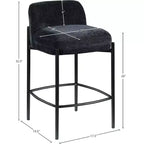 Meridian Furniture, Sgabello Burton in tessuto ciniglia nero, set da 2