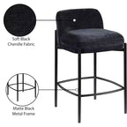 Meridian Furniture, Sgabello Burton in tessuto ciniglia nero, set da 2