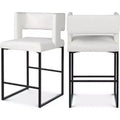 Meridian Furniture,Caleb White Vegan Leather Counter Stool, Set of 2