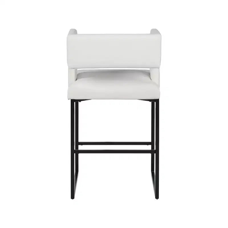 Meridian Furniture, Sgabello da bancone Caleb in similpelle bianca, set da 2