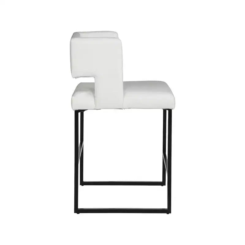 Meridian Furniture, Sgabello da bancone Caleb in similpelle bianca, set da 2