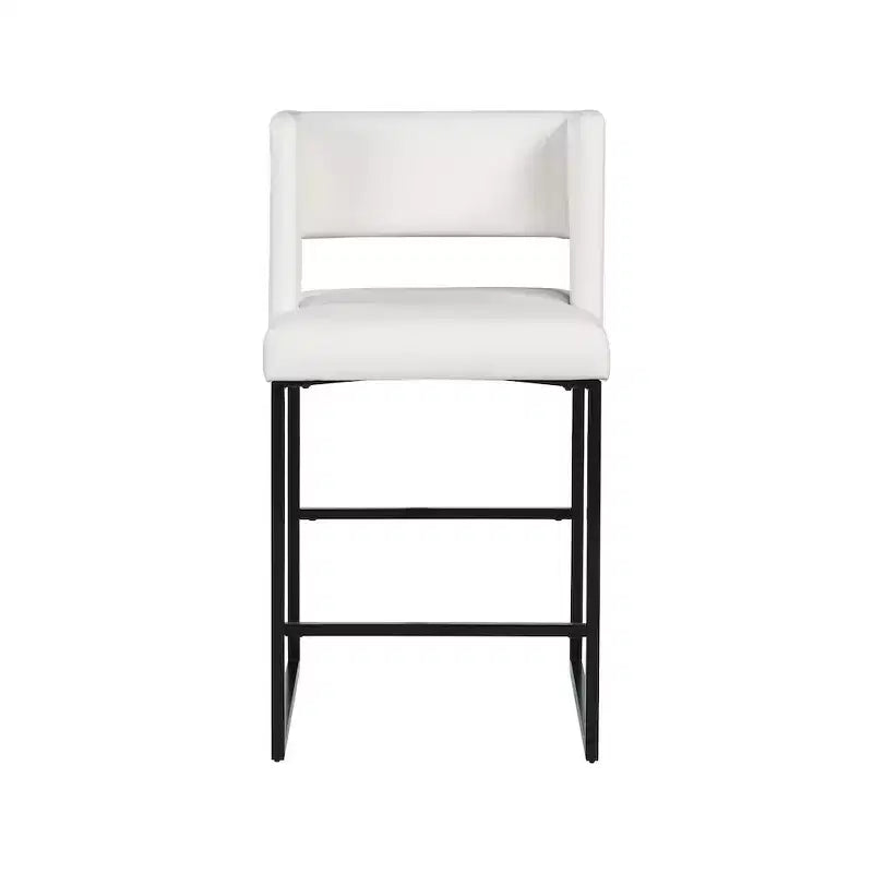 Meridian Furniture, Sgabello da bancone Caleb in similpelle bianca, set da 2