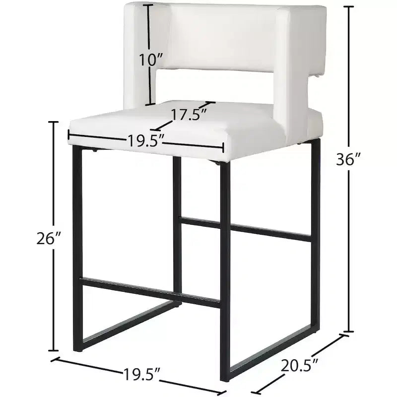Meridian Furniture, Sgabello da bancone Caleb in similpelle bianca, set da 2