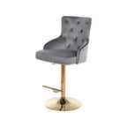 Meridian Furniture,Claude Grey Velvet Adjustable Stool