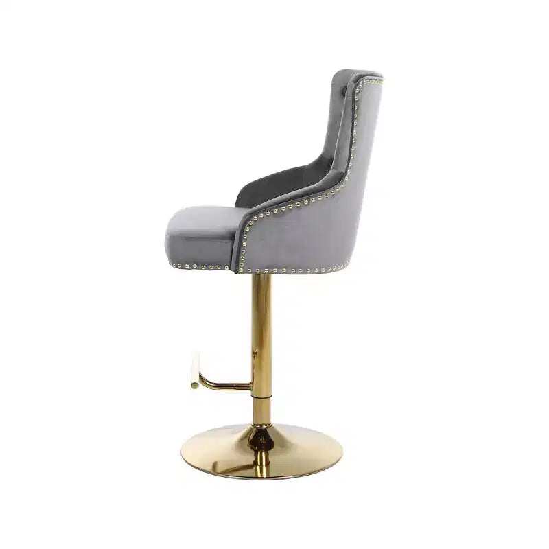 Meridian Furniture, Sgabello regolabile Claude in velluto grigio