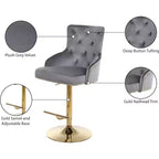 Meridian Furniture, Sgabello regolabile Claude in velluto grigio
