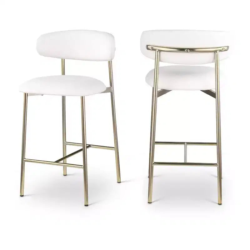 Meridian Furniture,Lupita White Vegan Leather Counter Stool, Set of 2