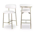 Meridian Furniture,Lupita White Vegan Leather Counter Stool, Set of 2