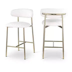 Meridian Furniture,Lupita White Vegan Leather Counter Stool, Set of 2
