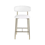 Meridian Furniture, Sgabello da bancone Lupita in pelle vegana bianca, set da 2