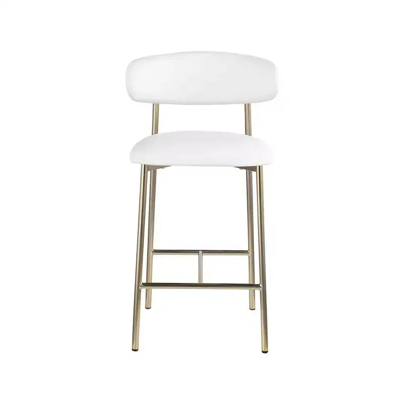 Meridian Furniture, Tabouret de comptoir Lupita en cuir vegan blanc, Lot de 2